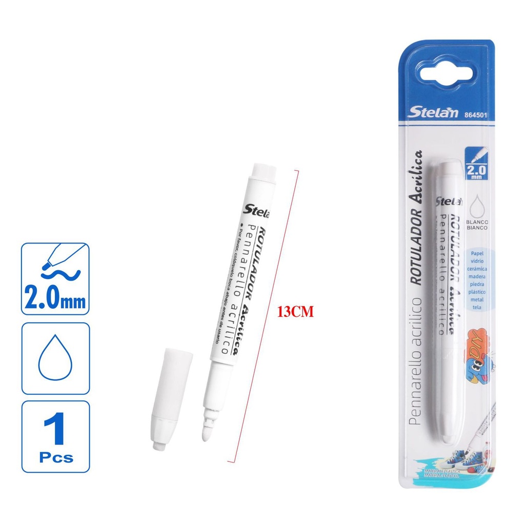 Rotulador acrílico blanco 2.0mm para manualidades y dibujo