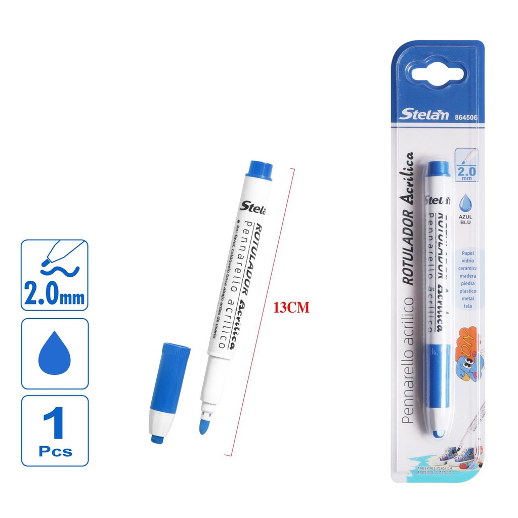 Rotulador acrílico azul 2.0mm para dibujo y pintura