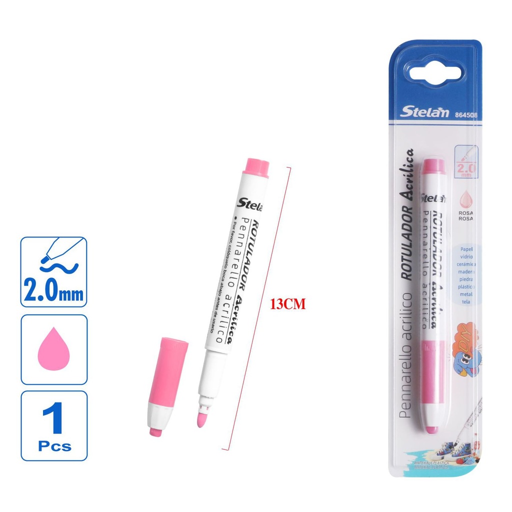 Rotulador acrílico rosa 2.0mm para dibujo y escritura