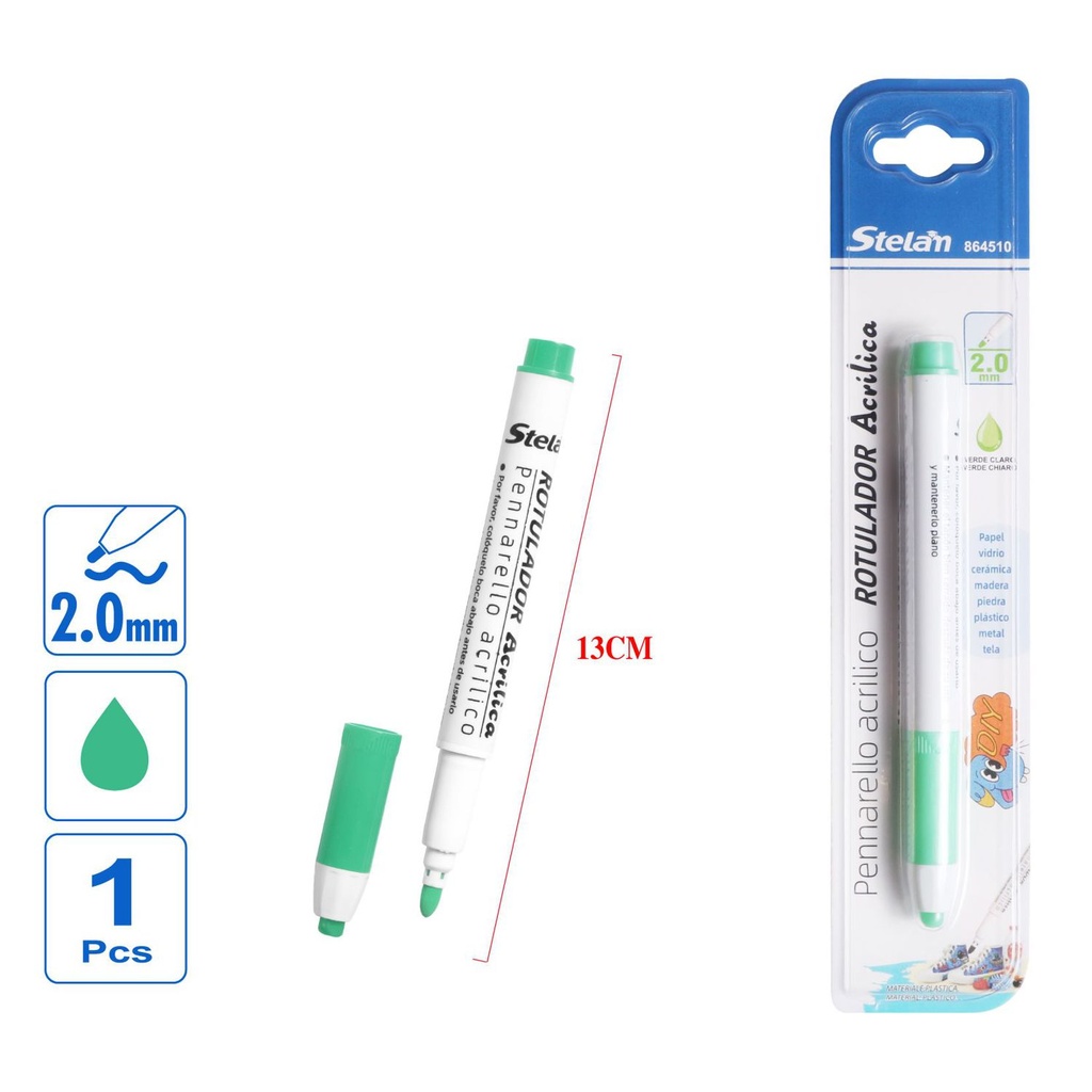 Rotulador de pintura acrílica verde 2.0mm