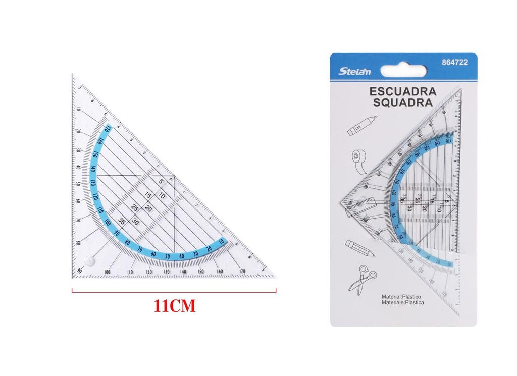 Escuadra multifuncional para oficina y papelería