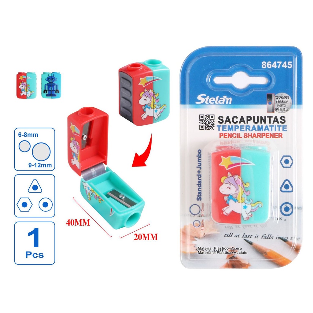 Sacapuntas doble para lápices y crayones