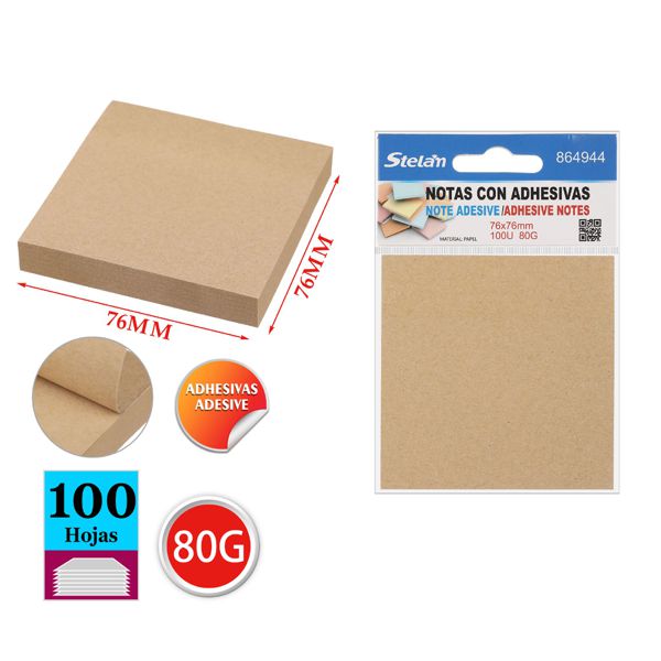 Notas adhesivas 76*76 papel Kraft 100 hojas para oficina