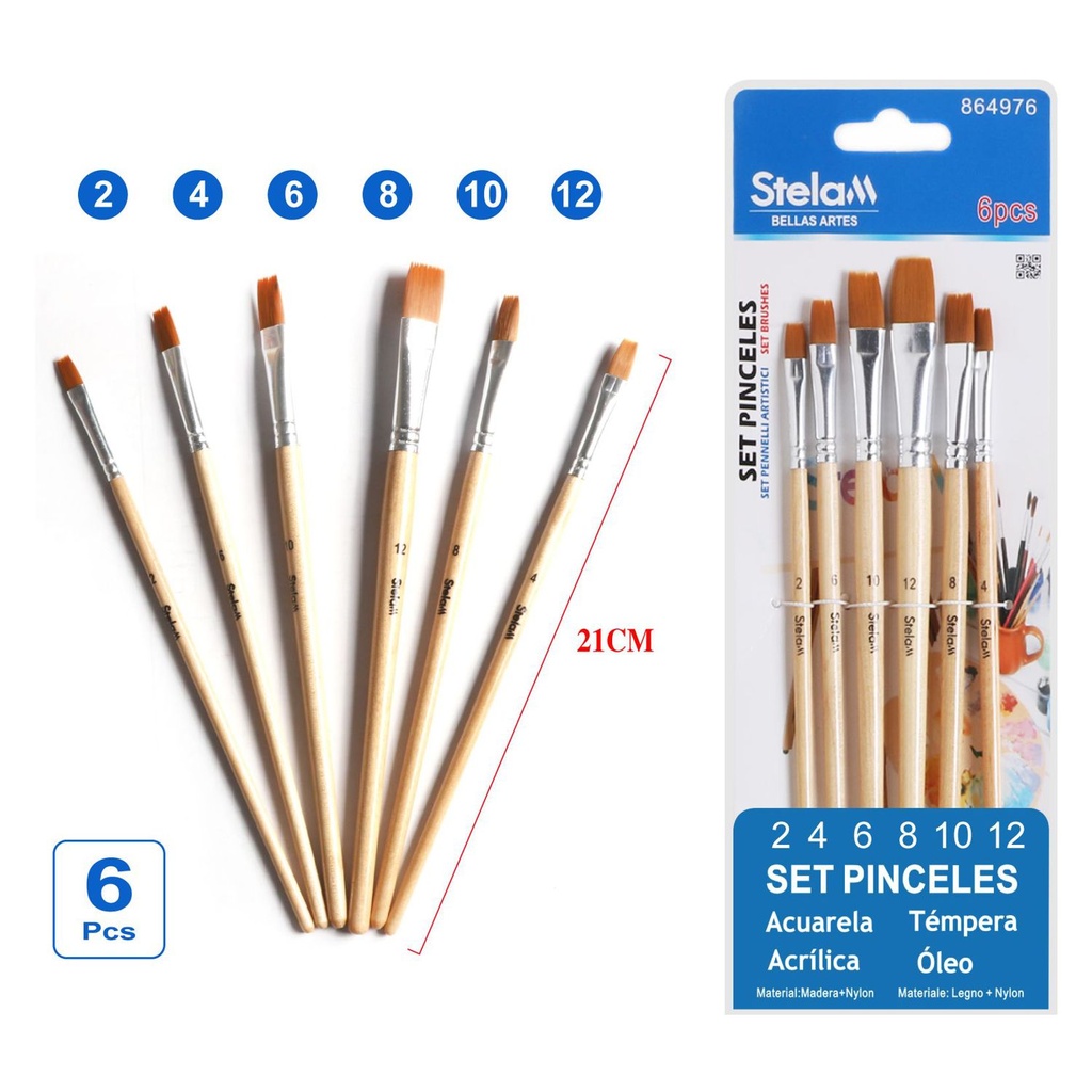 Set de pinceles 6pcs para arte y manualidades