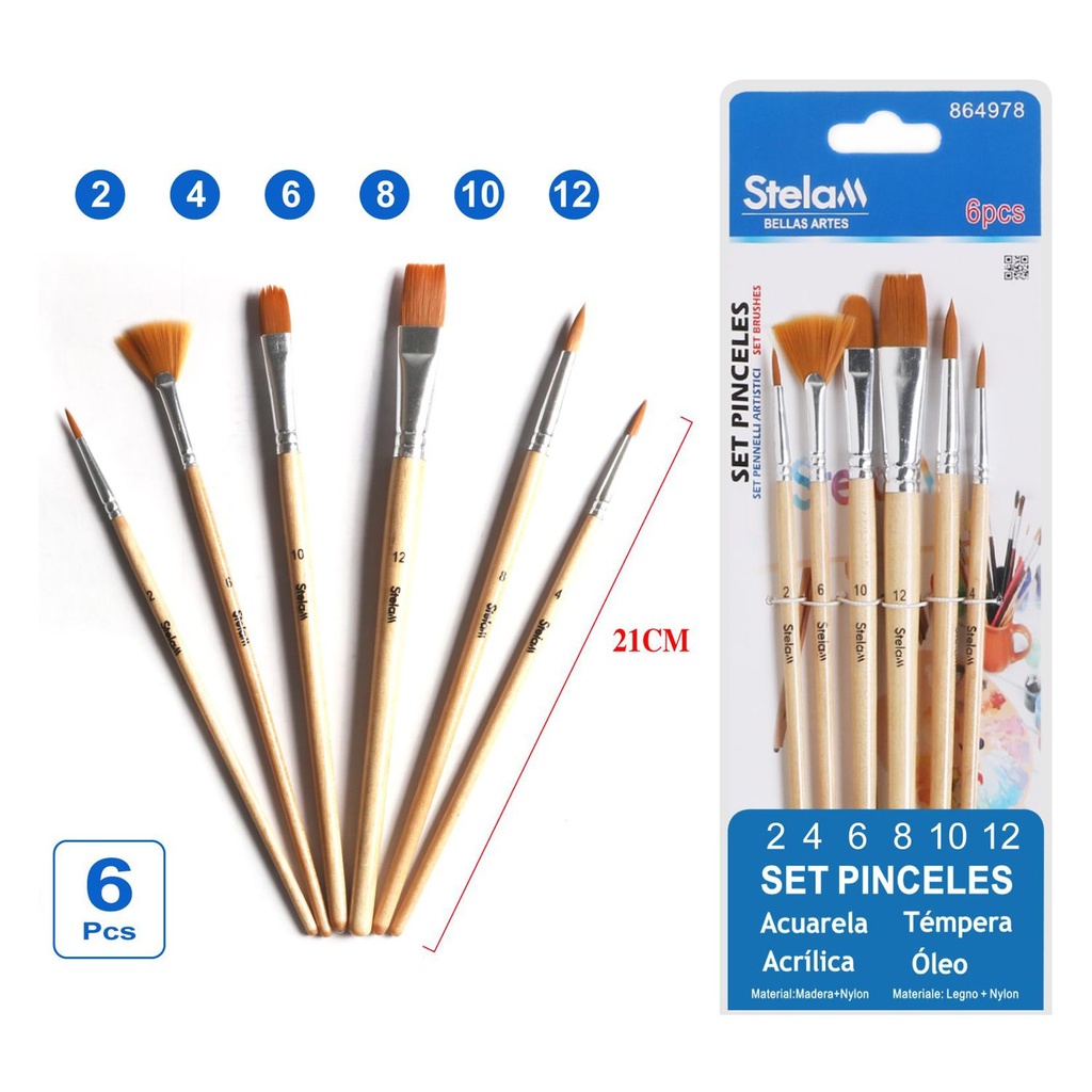 Set de pinceles para pintura 6pcs