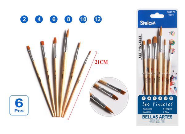 Set de pinceles 6 pcs para pintura