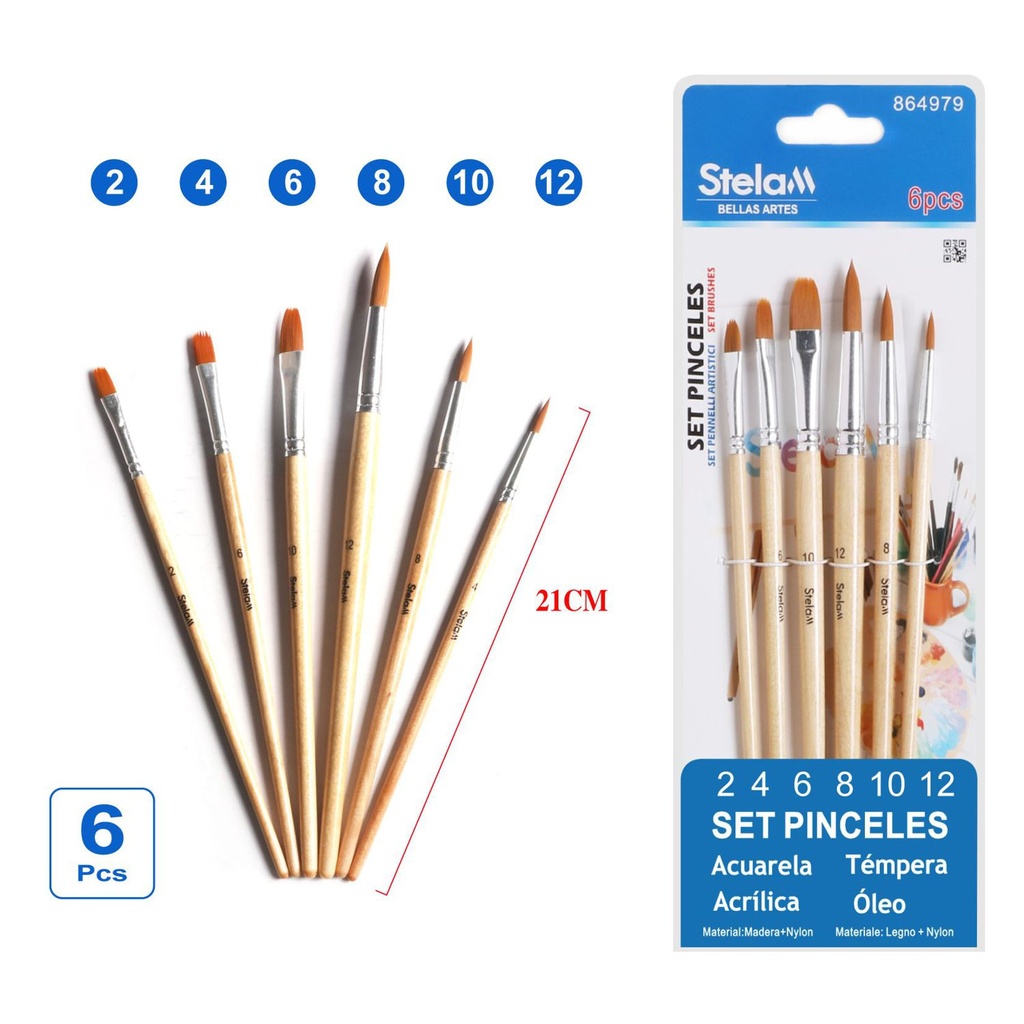 Set de pinceles 6 pcs para pintura