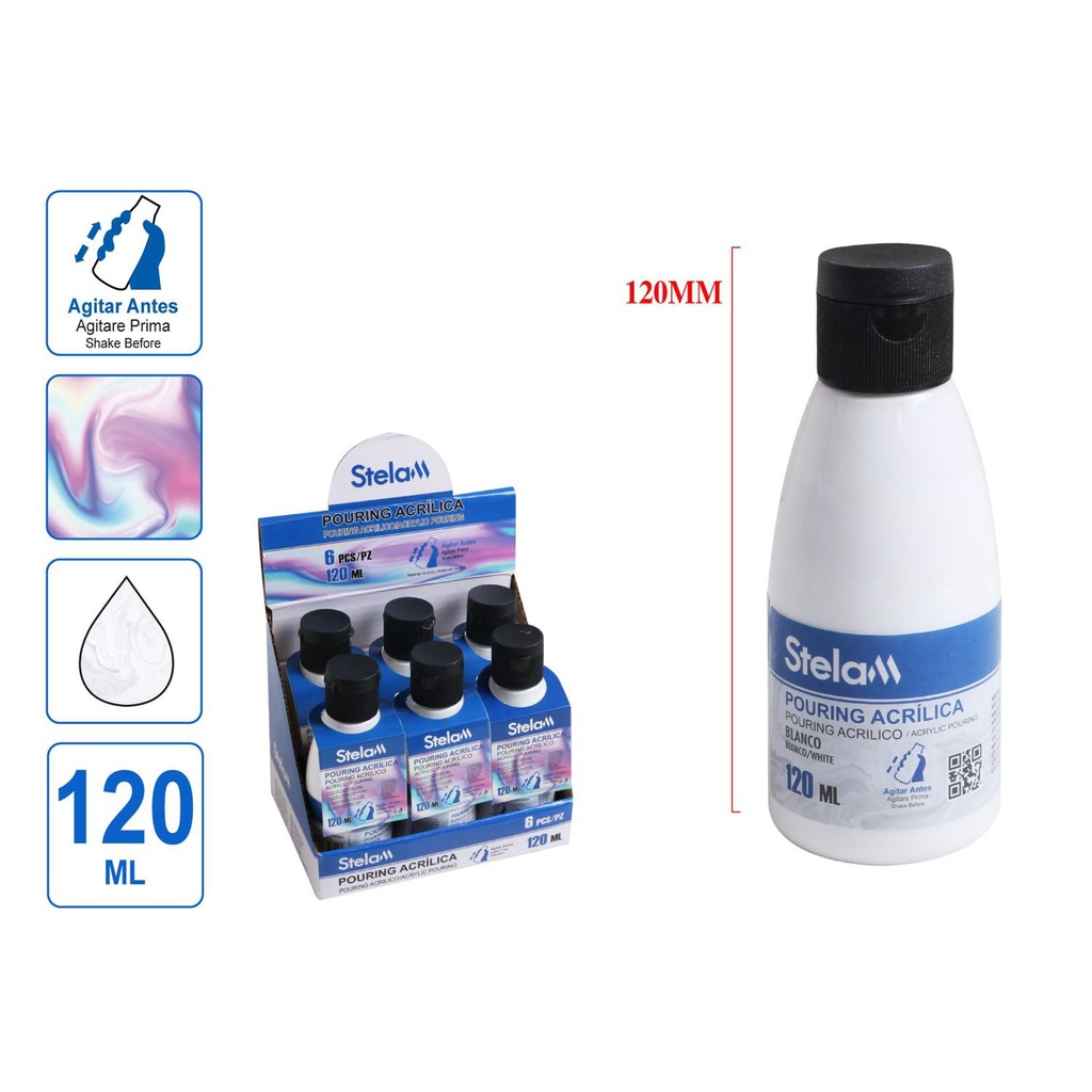 Pintura acrílica para pouring blanca 120ml