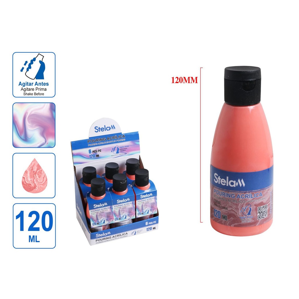 Pintura acrílica coral rojo 120ml