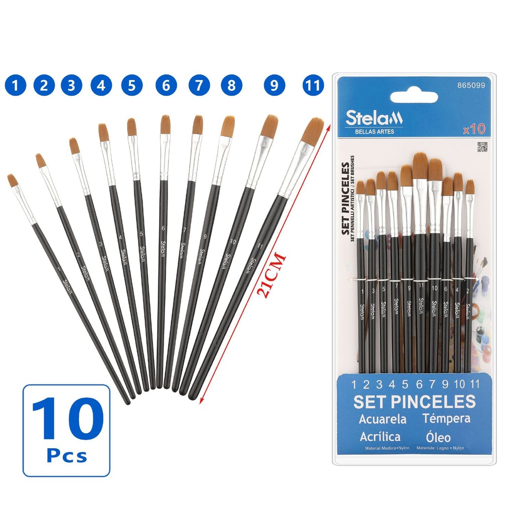 Set de pinceles 10 piezas para arte y pintura