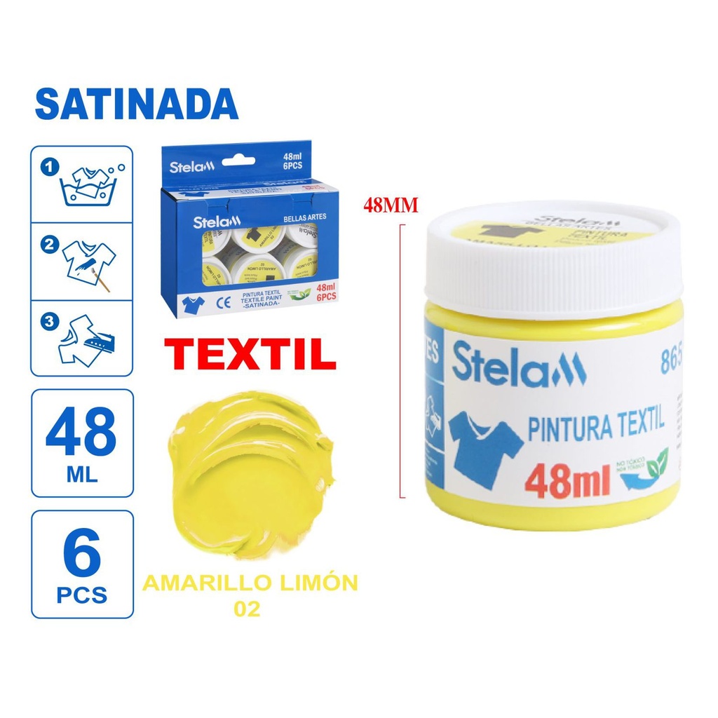 Pintura textil amarillo limón 48ml para manualidades