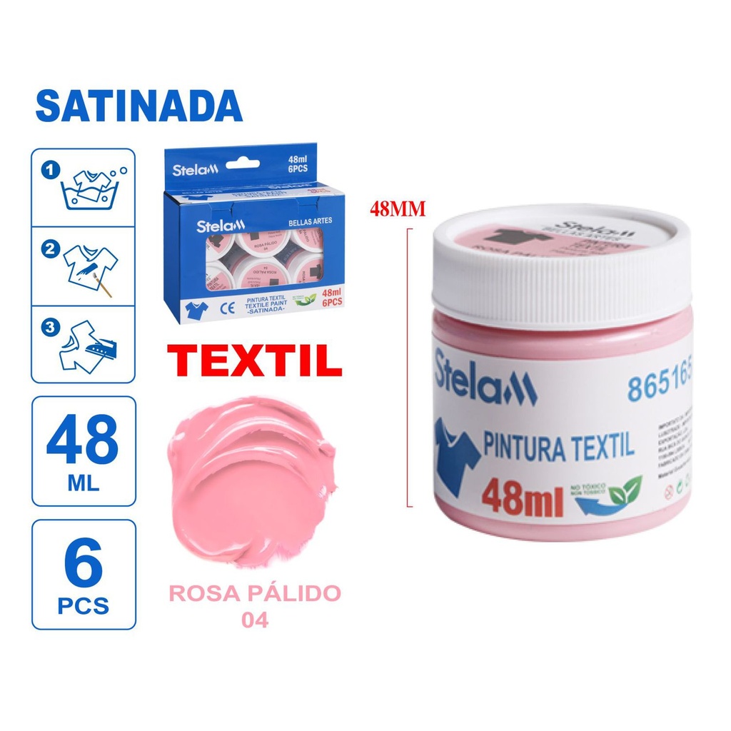 Pintura textil rosa pálido 48ml