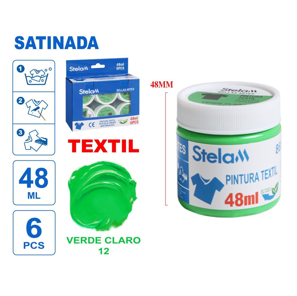 Pintura textil verde claro 48ml