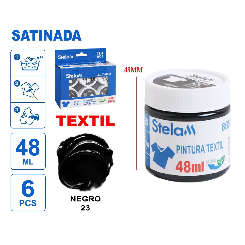 Pintura textil negra 48ml