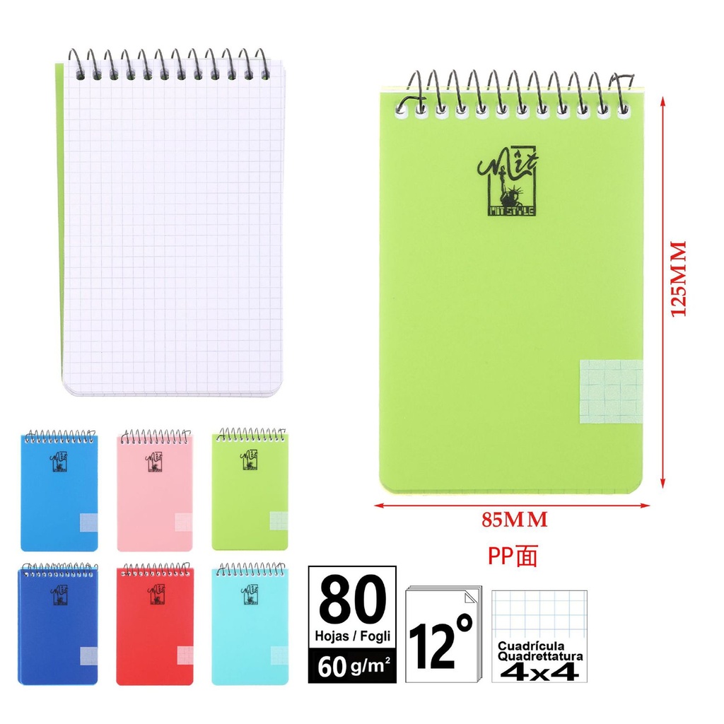 Block de notas vertical PP A5 80h/60g