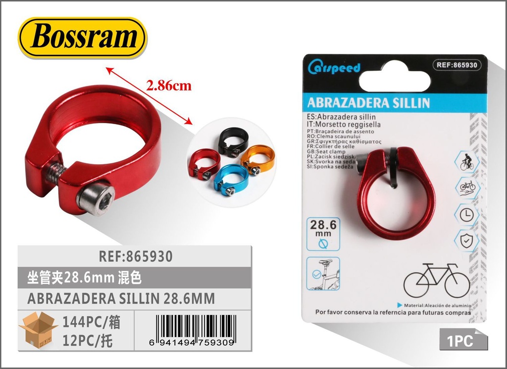 Abrazadera de sillín 28.6mm para bicicleta