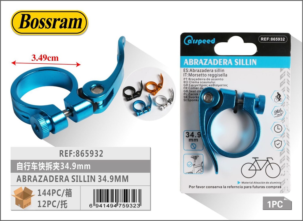 Abrazadera de sillín para bicicleta 34.9mm con liberación rápida