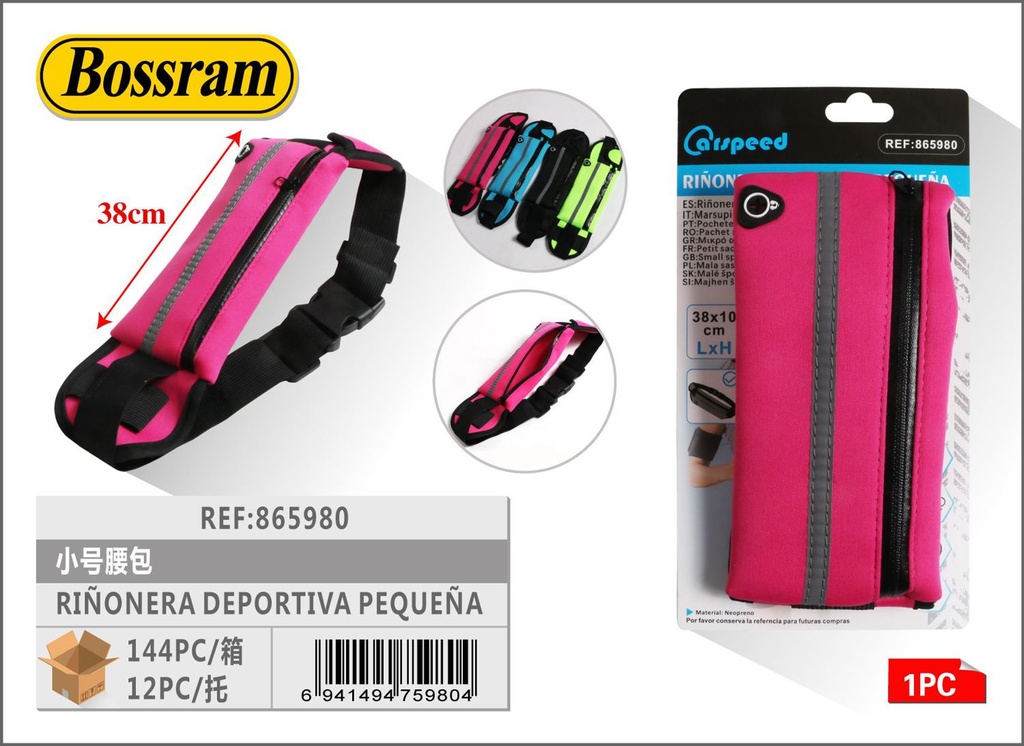 Pequeña riñonera deportiva 10x38cm para ciclismo y running