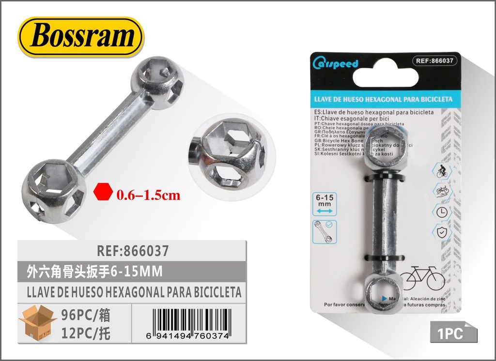 Llave de hueso hexagonal 6-15mm para bicicleta