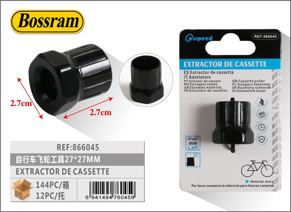 Extractor de cassette para bicicleta 27x27mm herramienta de mantenimiento