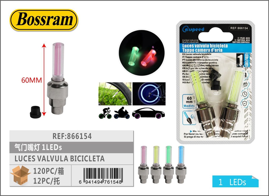 Luz de válvula para bicicleta 60mm 1 LED