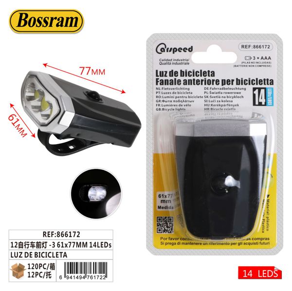 Luz de bicicleta 14 LEDs 61x77mm