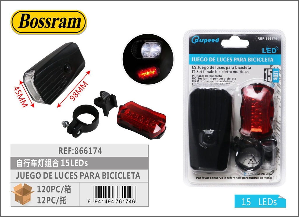 Juego de luces para bicicleta 15LEDs