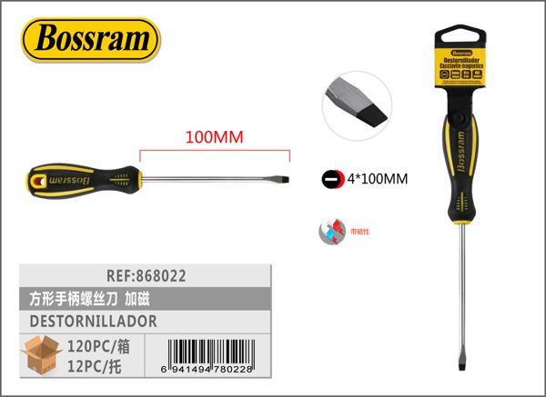 Destornillador de mango cuadrado 4x100mm magnético