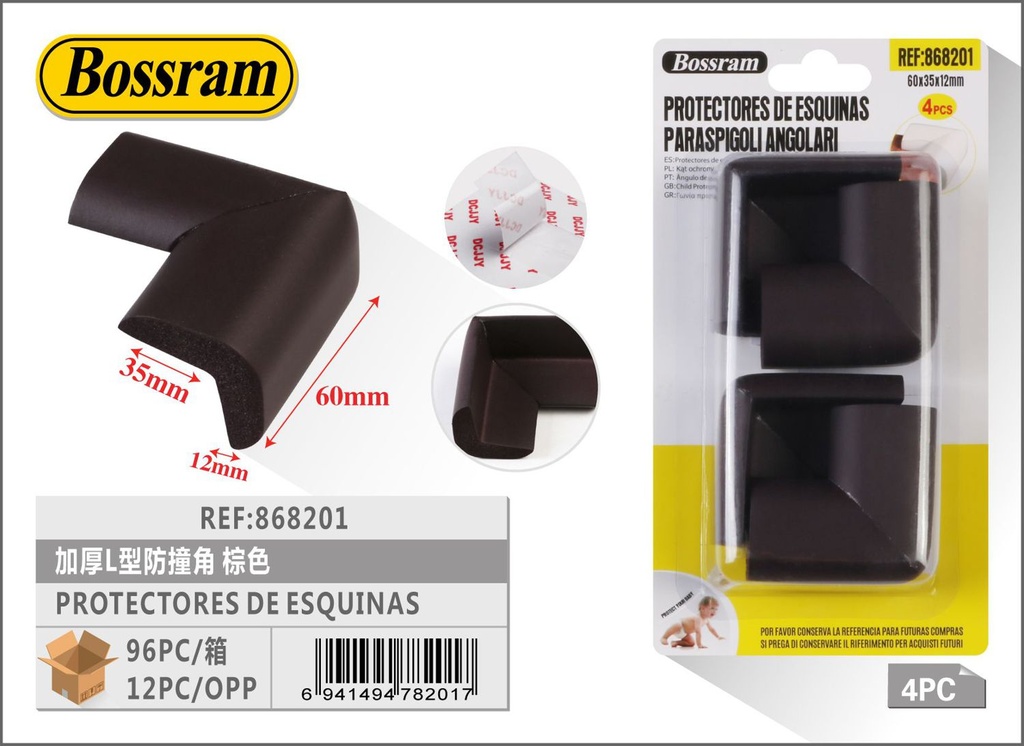 Protectores de esquinas marrones para muebles