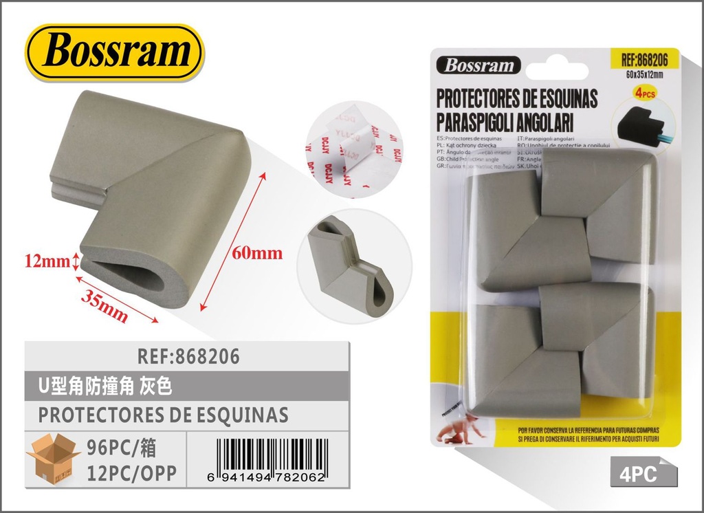 Protectores de esquinas en forma de U gris