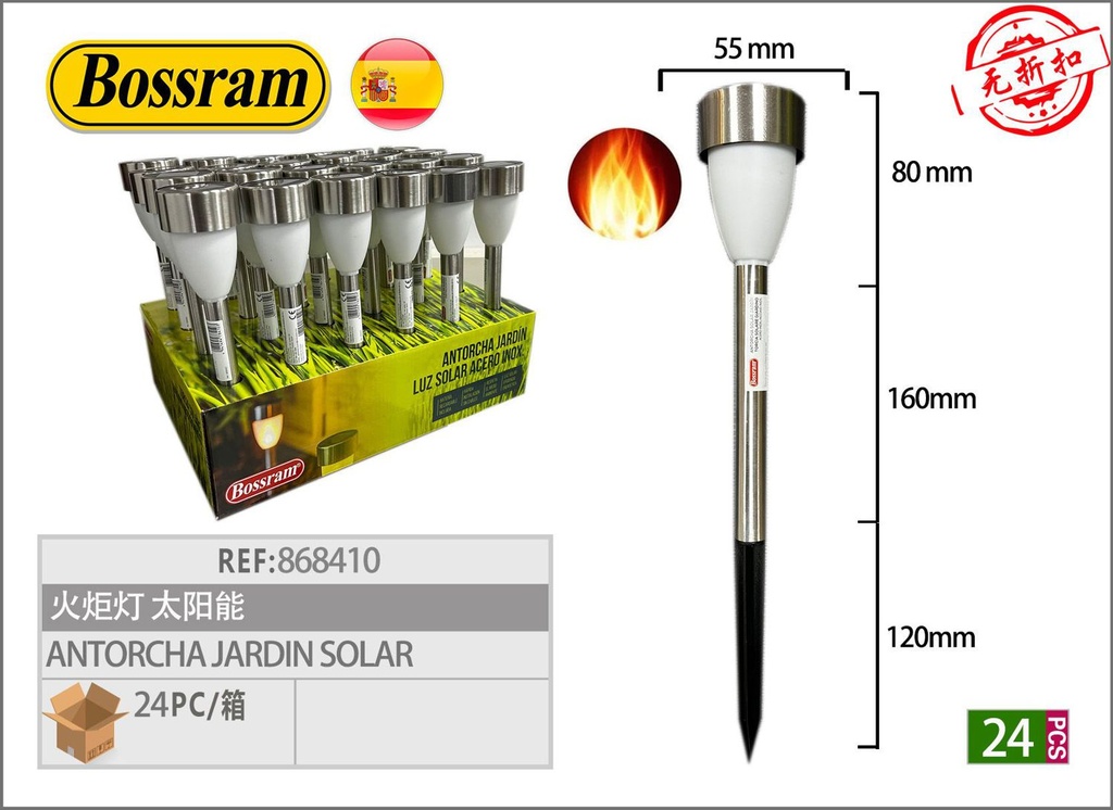 Antorcha solar para jardín y exteriores