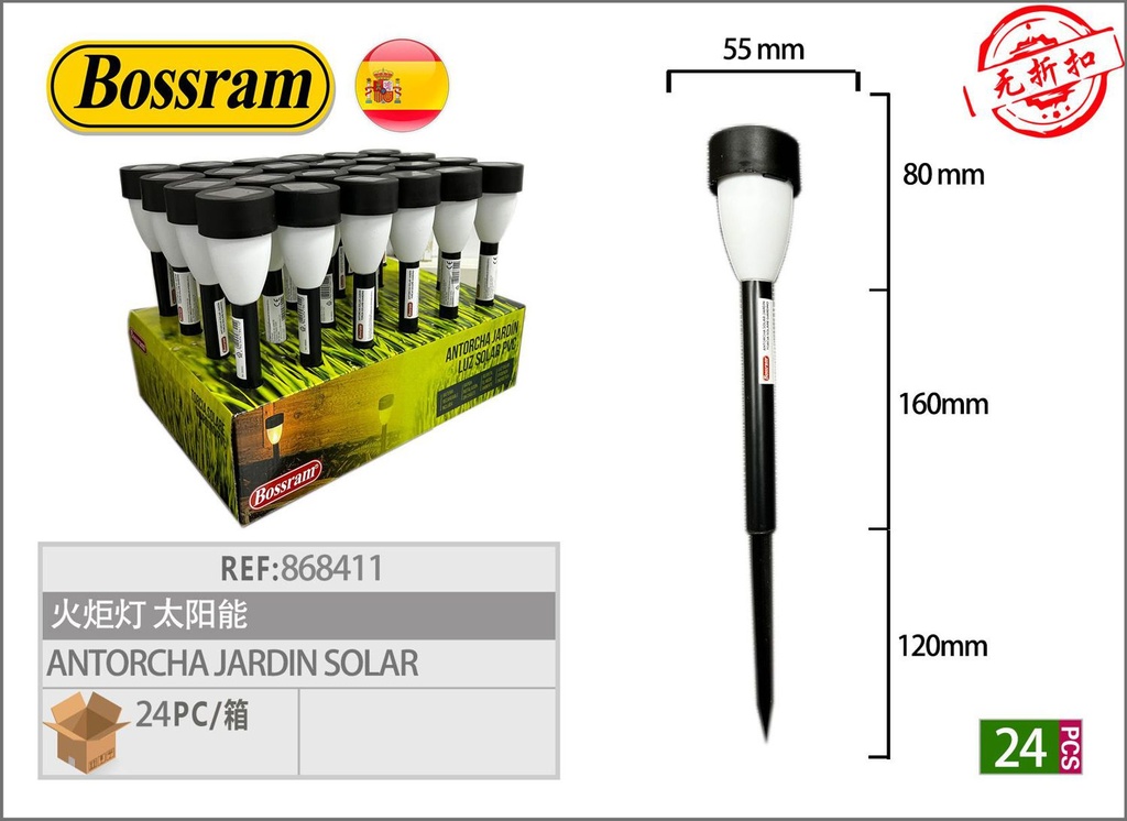 Antorcha solar para jardín y exteriores