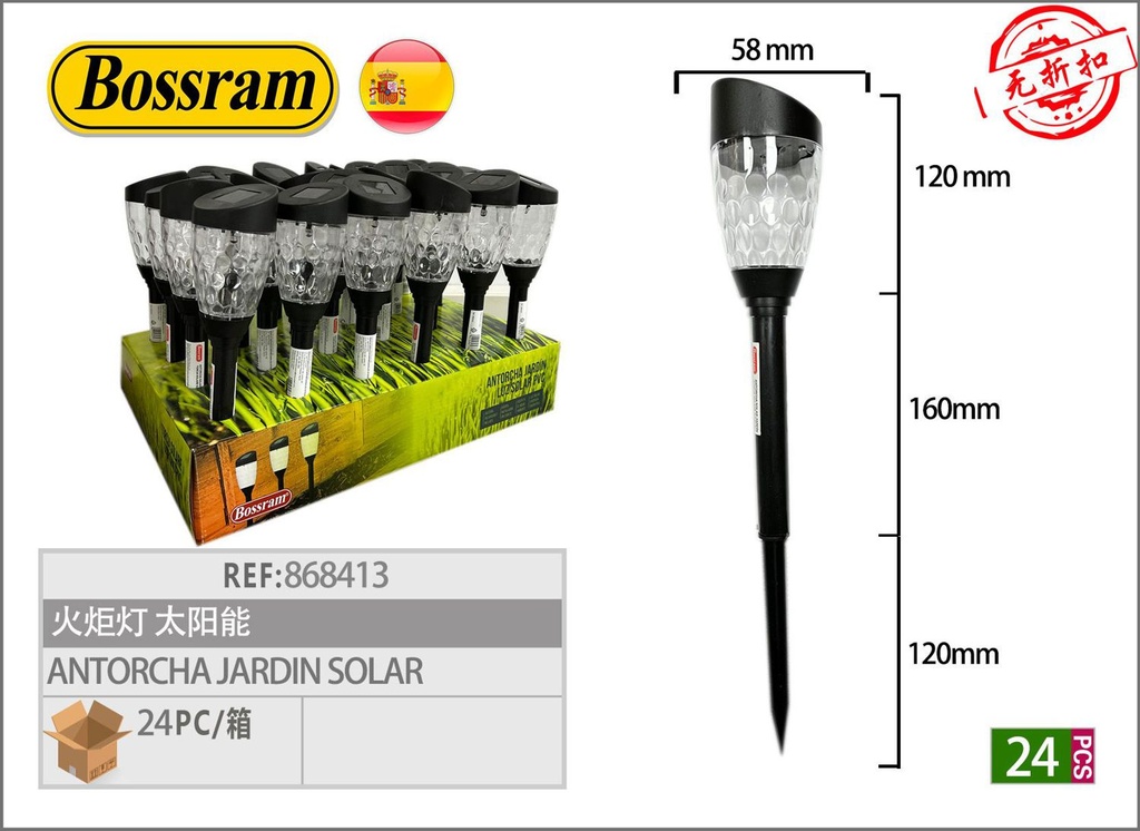 Antorcha luz solar para iluminación exterior