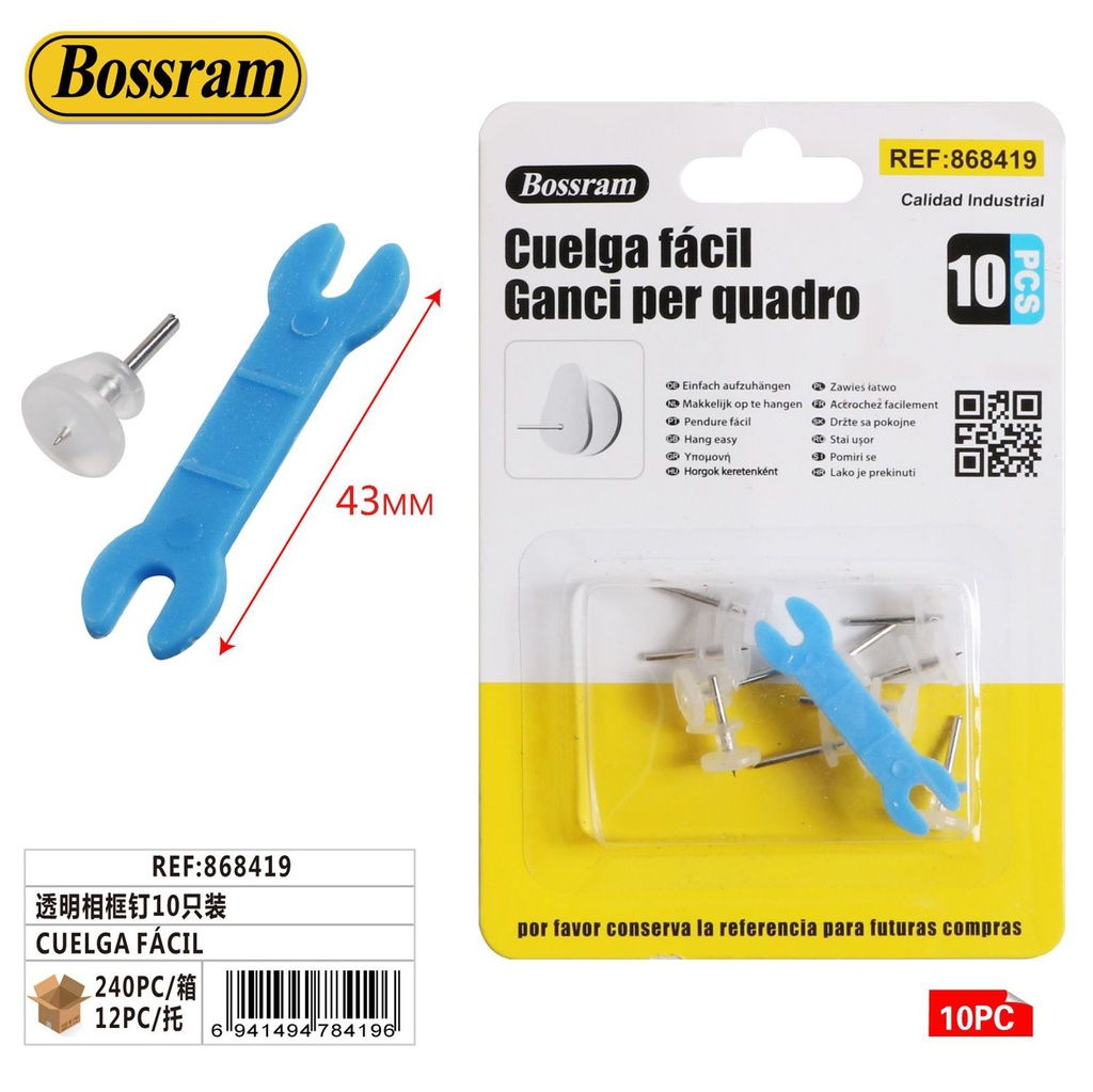 Cuelgafácil transparente 10pcs para colgar cuadros