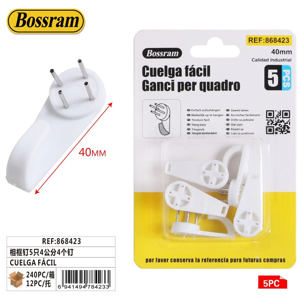 Colgador fácil para cuadros 4 ganchos de 4cm