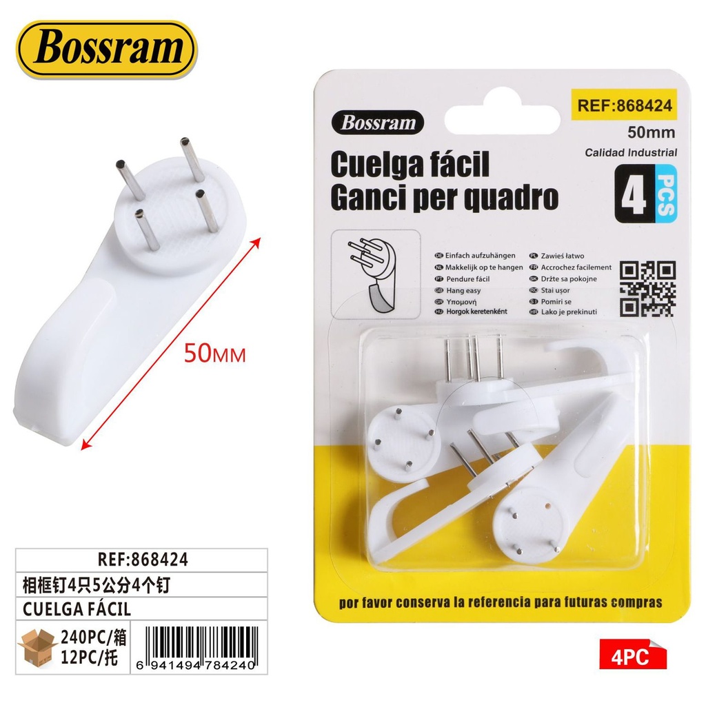 Cuelga fácil para cuadros con clavos 5cm 4pcs para colgar en pared