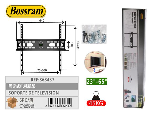 Soporte fijo para televisión 23-65" resistente y ajustable