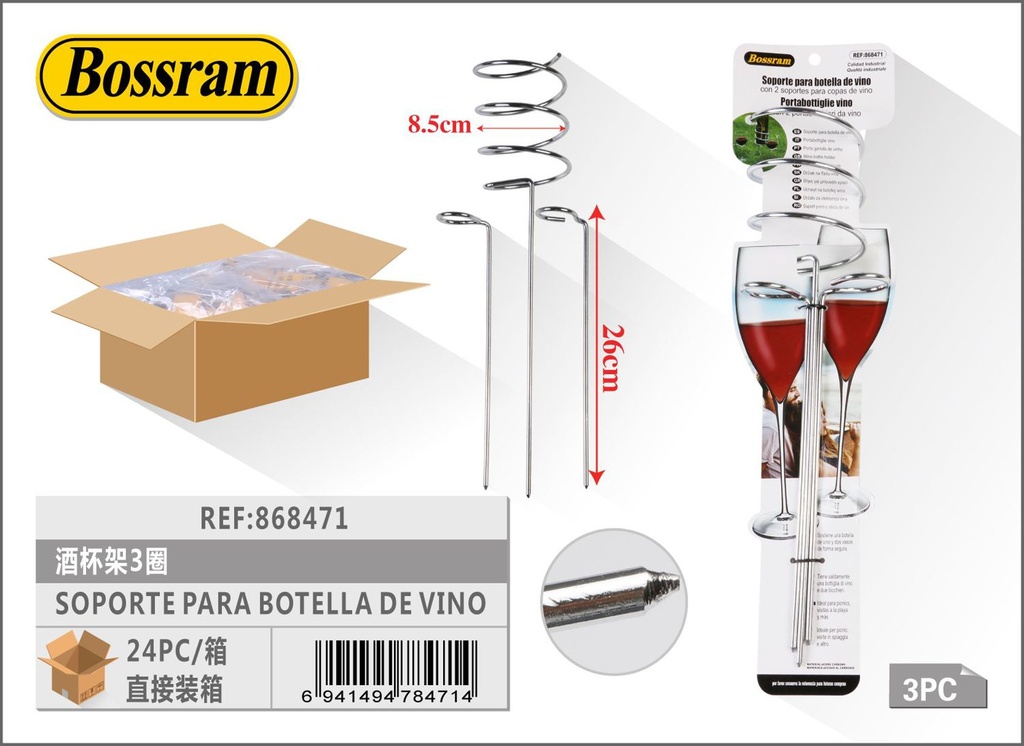 Soporte para botella de vino 3 aros