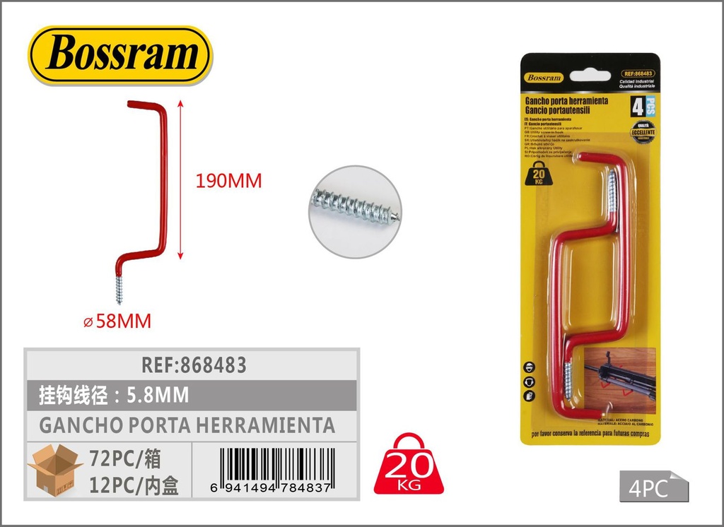 Gancho porta herramienta diámetro 5.8mm