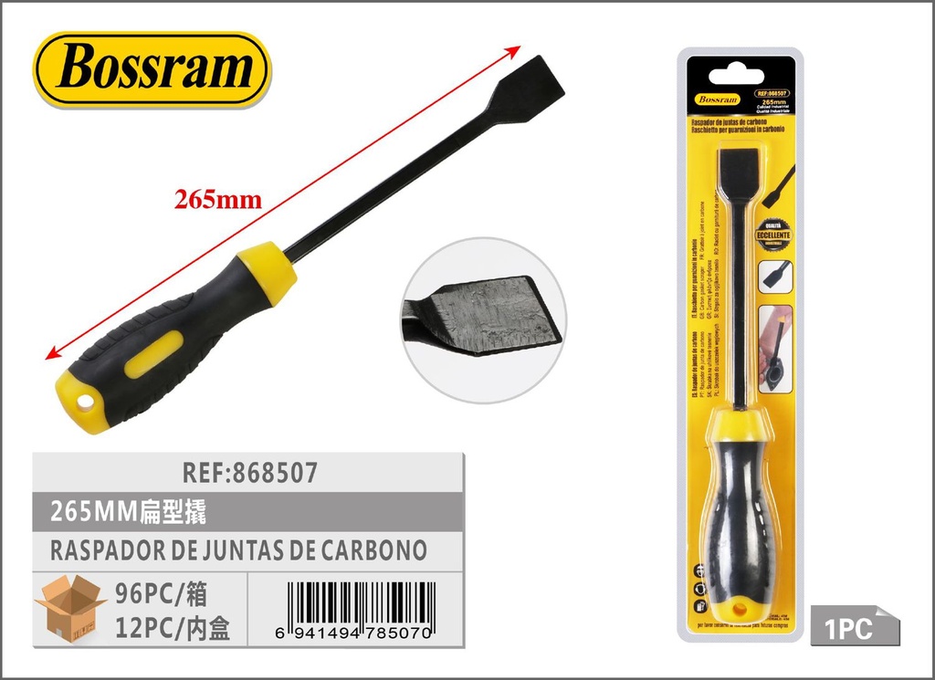 Raspador de juntas de carbono plano 265mm para bricolaje