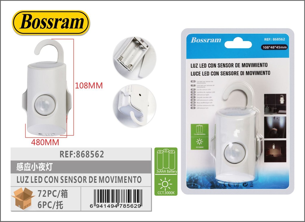 Luz LED con sensor de movimiento