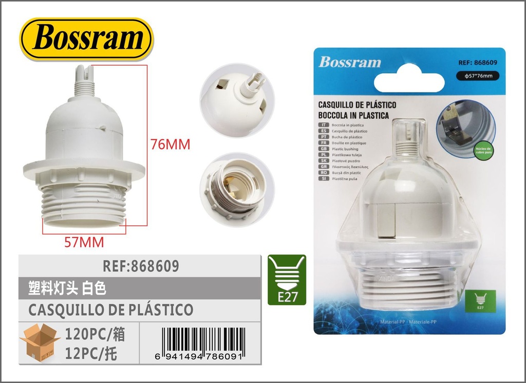 Casquillo de plástico blanco DT9952 para iluminación