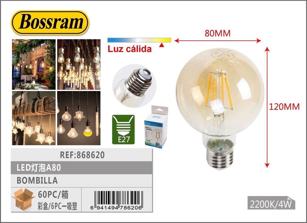 Bombilla LED L7616 A80 para iluminación