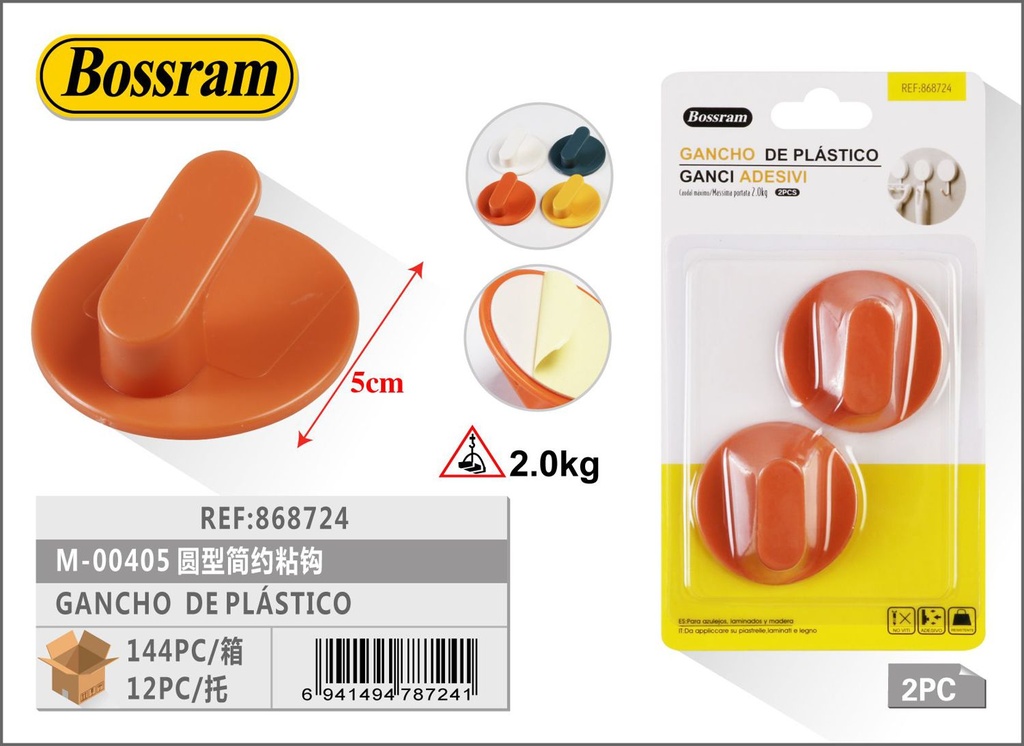 Gancho de plástico redondo 2pcs