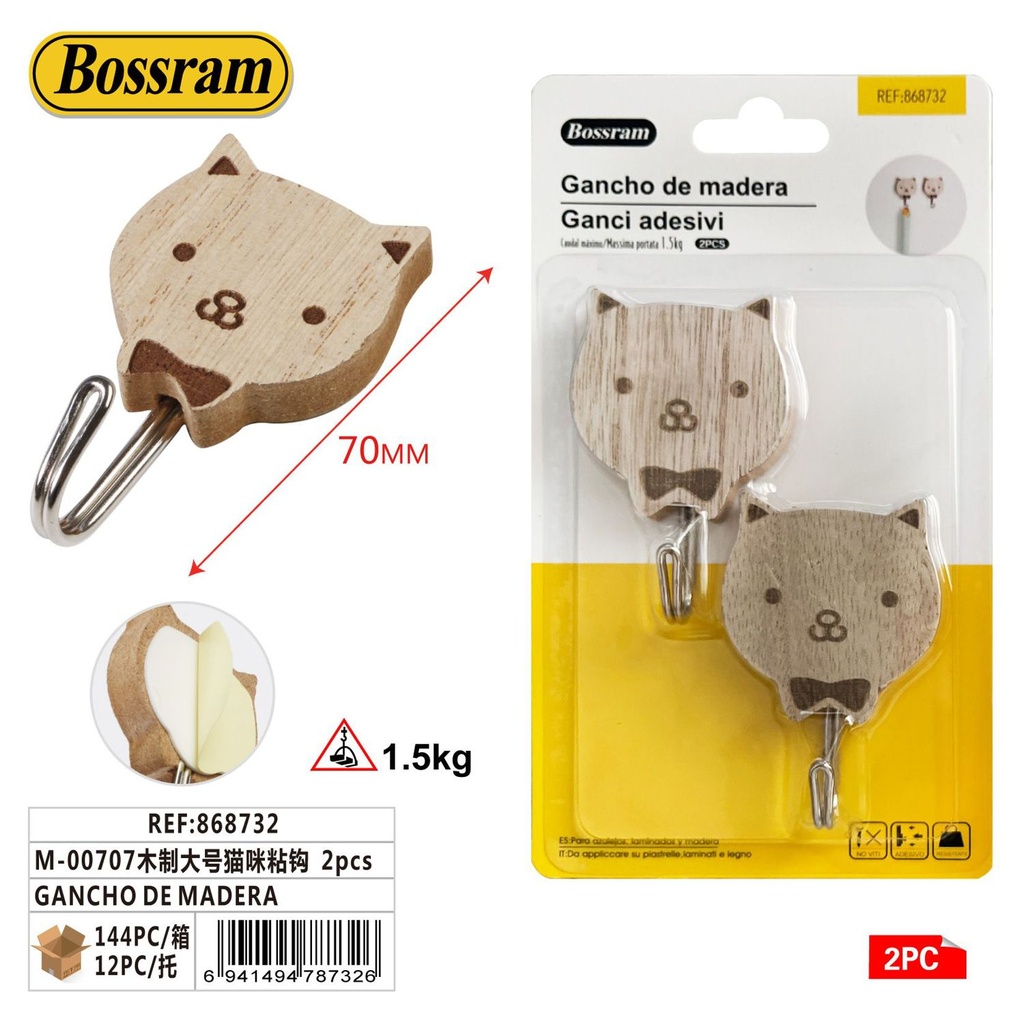 Gancho de madera para colgar 2pcs