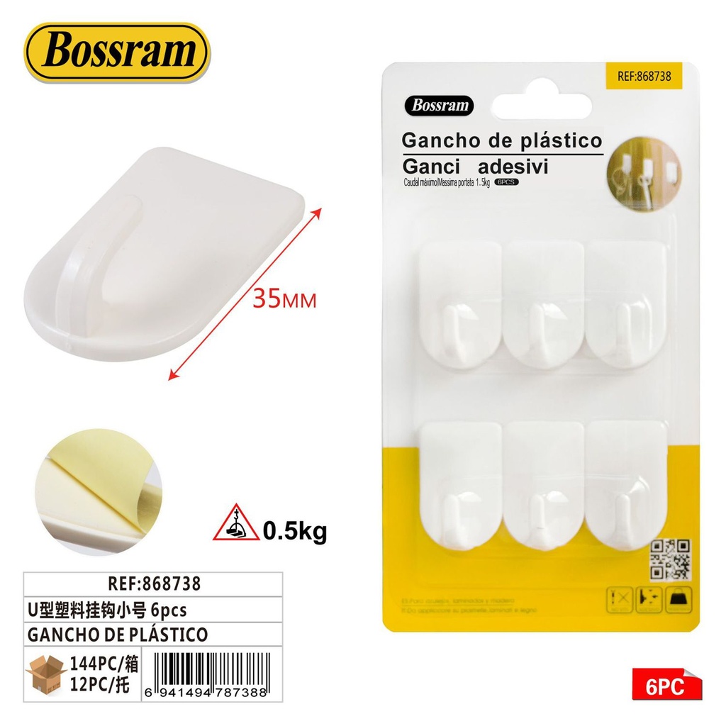 Gancho de plástico pequeño 6pcs para colgar