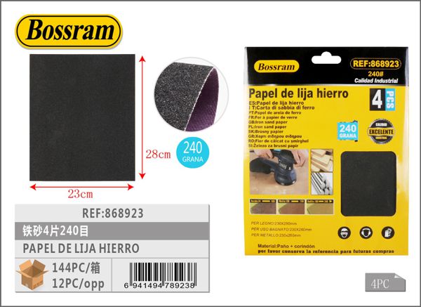 Papel de lija para hierro 4 piezas 240 grit