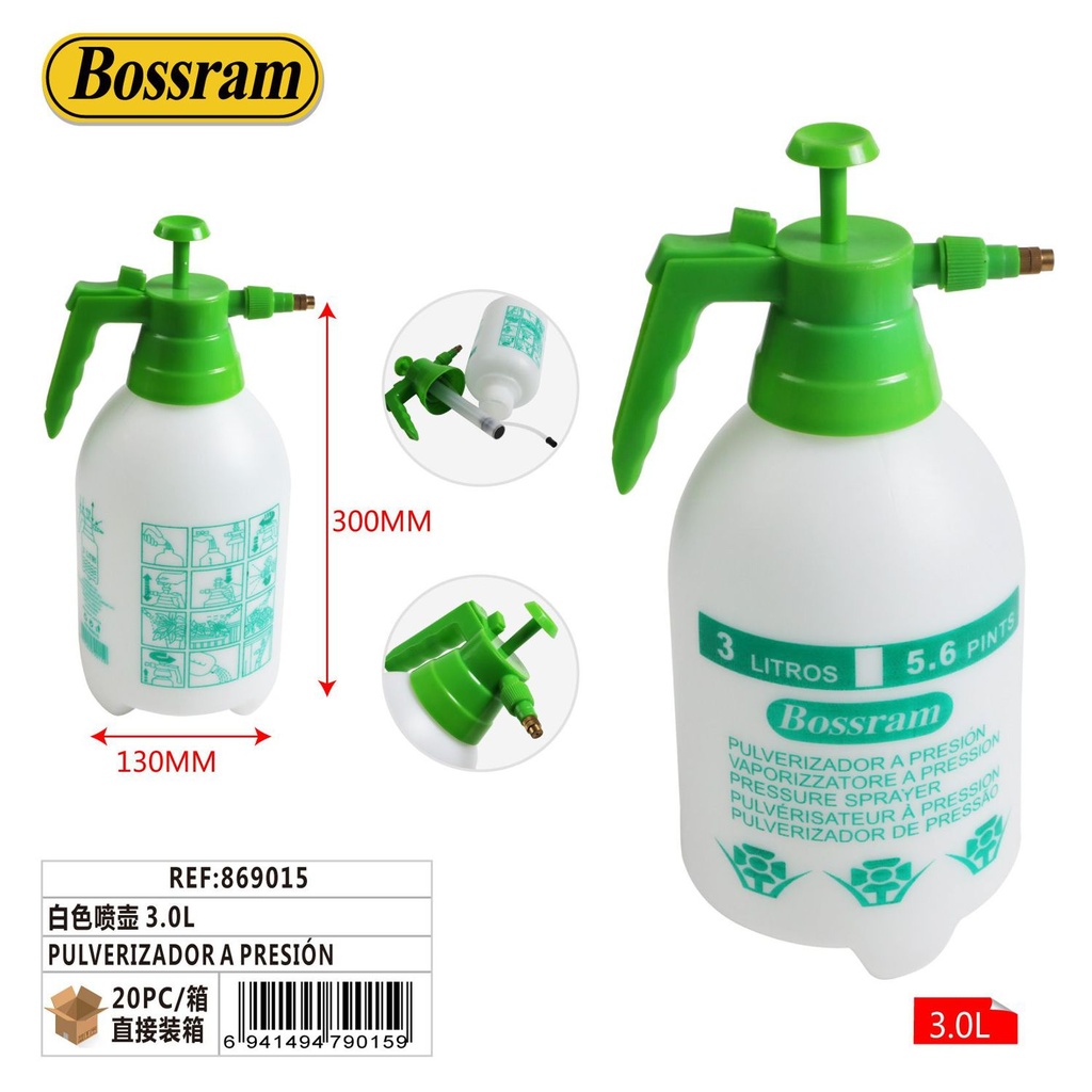 Pulverizador a presión blanco 3.0L para jardín