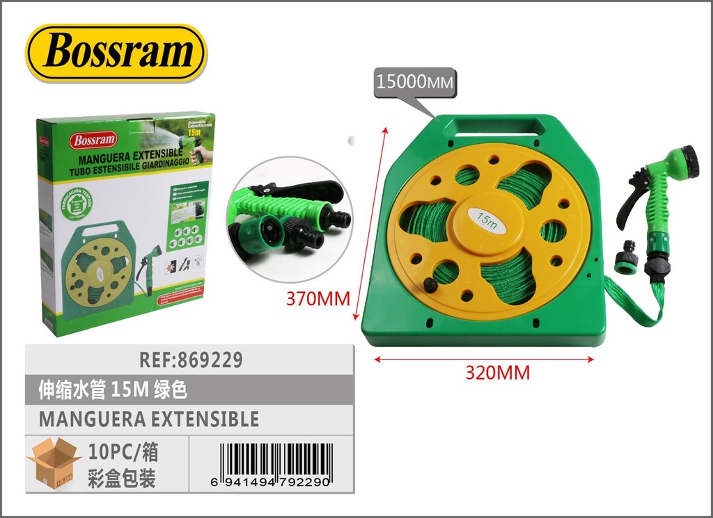 Manguera extensible 15 m verde para jardín