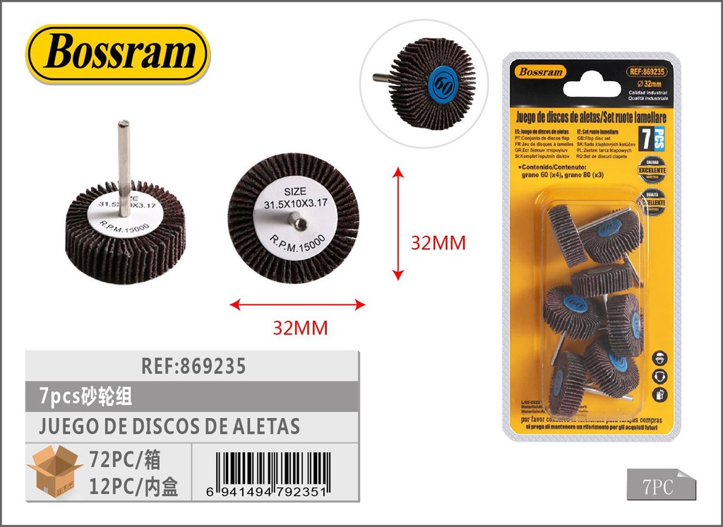 Juego de discos de aletas 7pcs para taladro